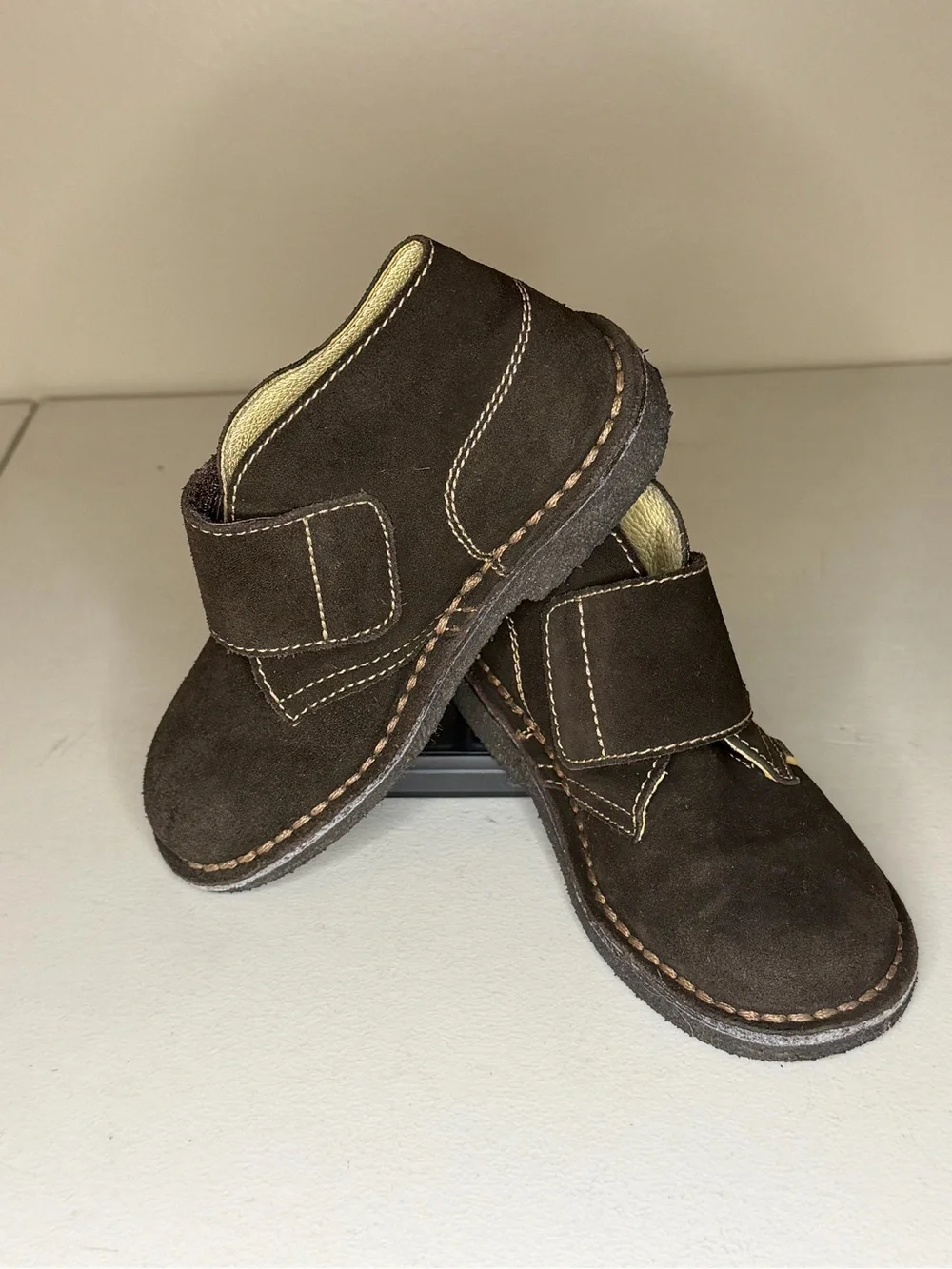 Primigi Brown Suede Chukka Boots with Hook-and-Loop Strap